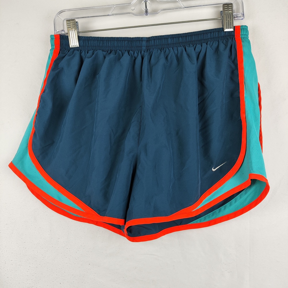 Nike Dri-FIT Shorts Womens XL Blue Teal Running Lined 3" Colorblock Athletic